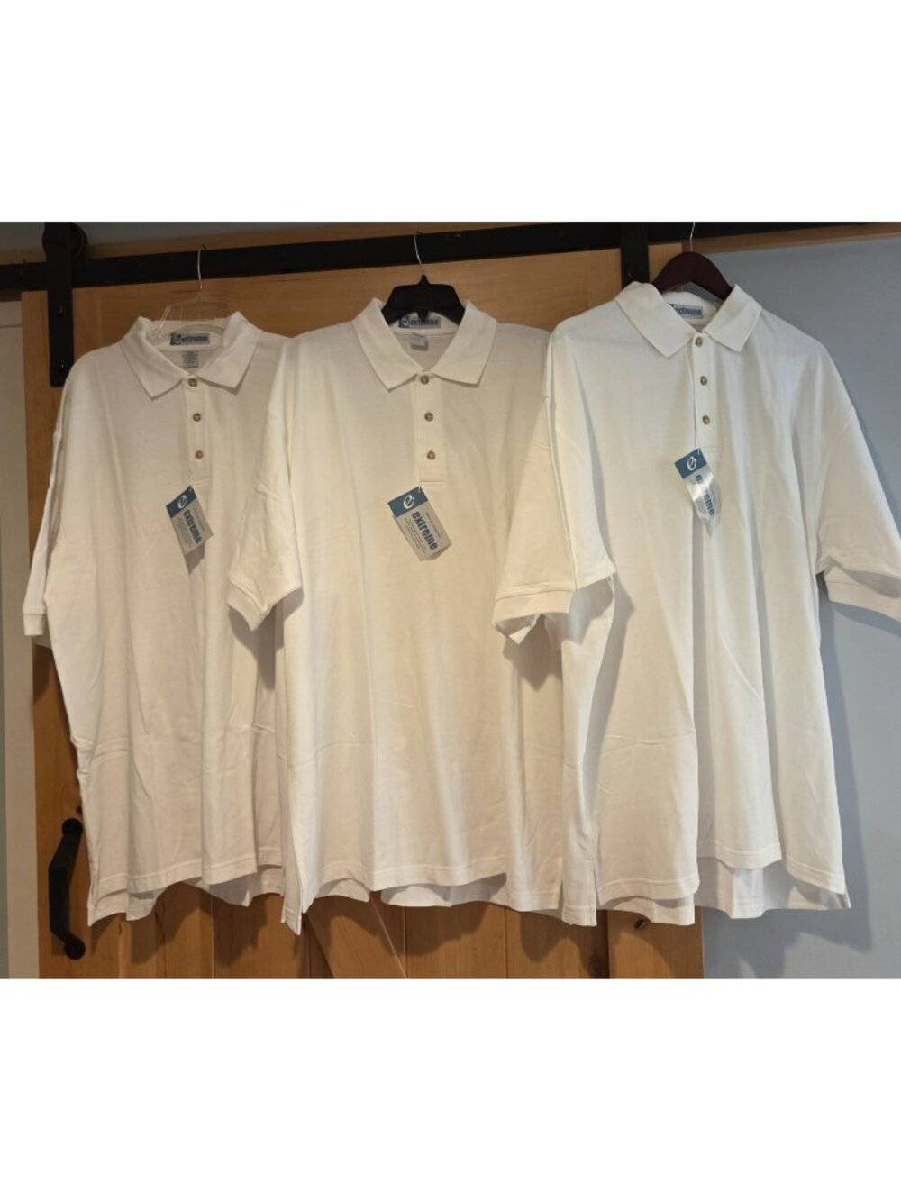 New! Lot of 3 Mens 3XL White Cotton Blend Polo Shirts Short Sleeve Extreme E